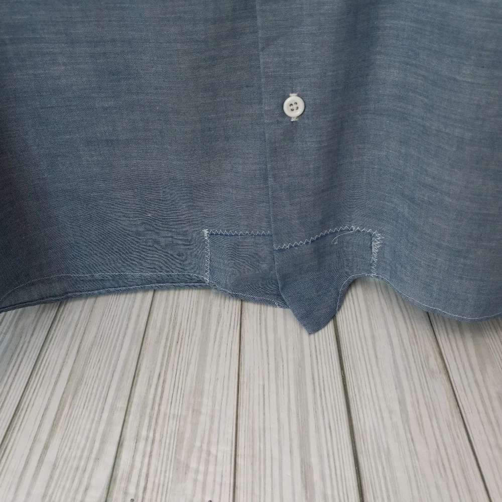 Vintage King Kole Hand Embroidered Southwestern Chambray Long Sleeve Shirt